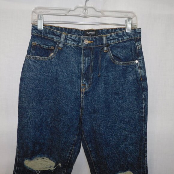 Buffalo David Bitton  27 Dark Stone Wash Distressed KRISTI Mom Jeans High Rise - Picture 2 of 13